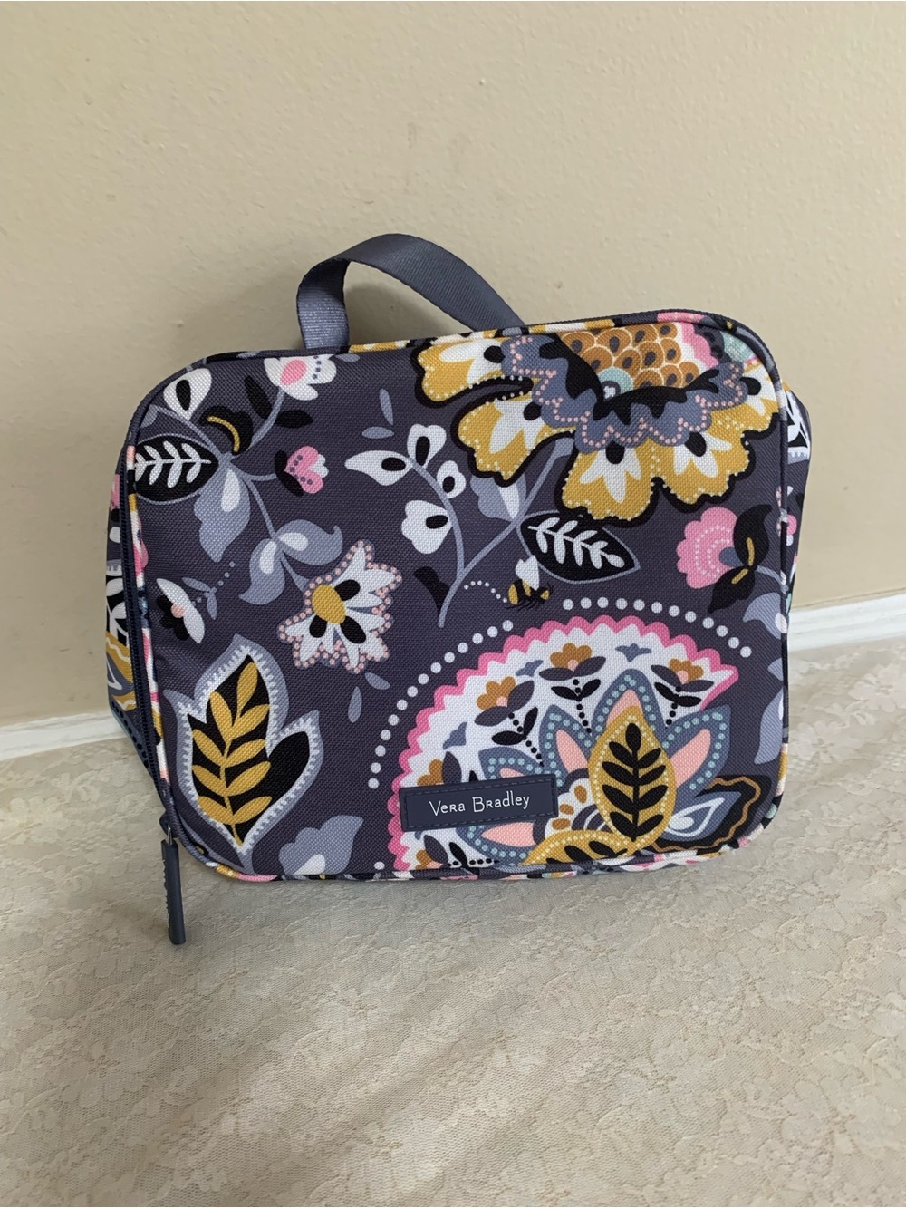 Vera Bradley Charmont Meadow Insulated Lunch Bag Reusable Gray Floral Box 10x8